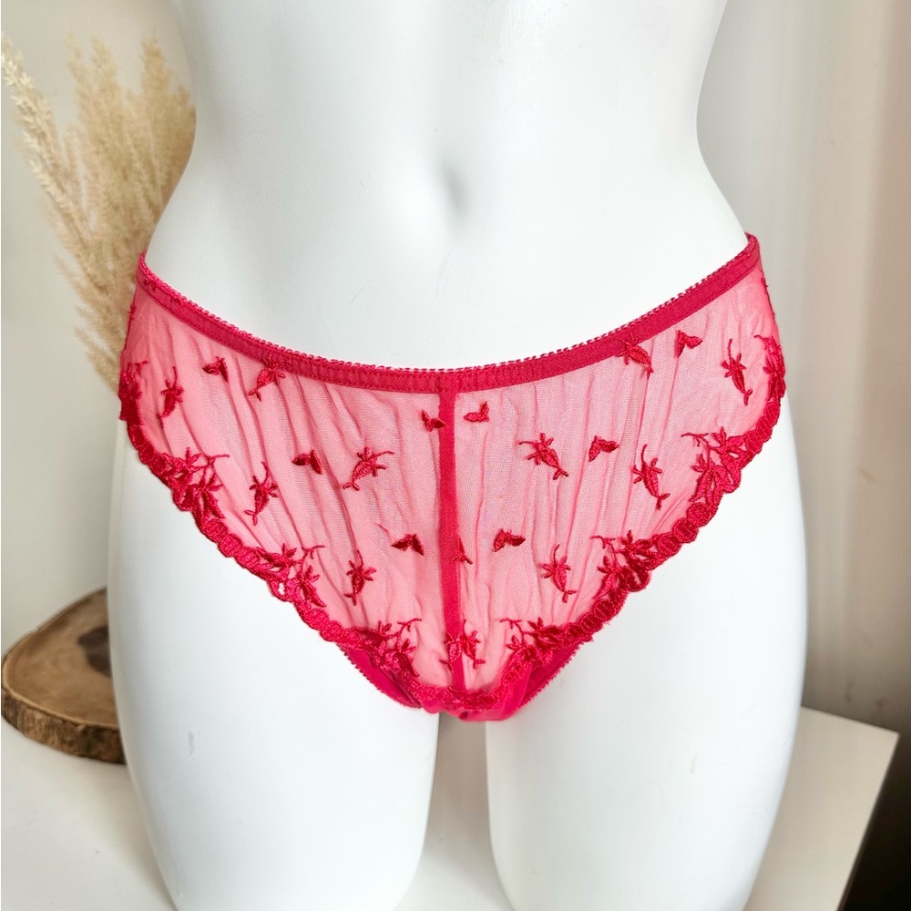Vintage Victoria’s Secret 1998 red mesh embroidered bikini panties